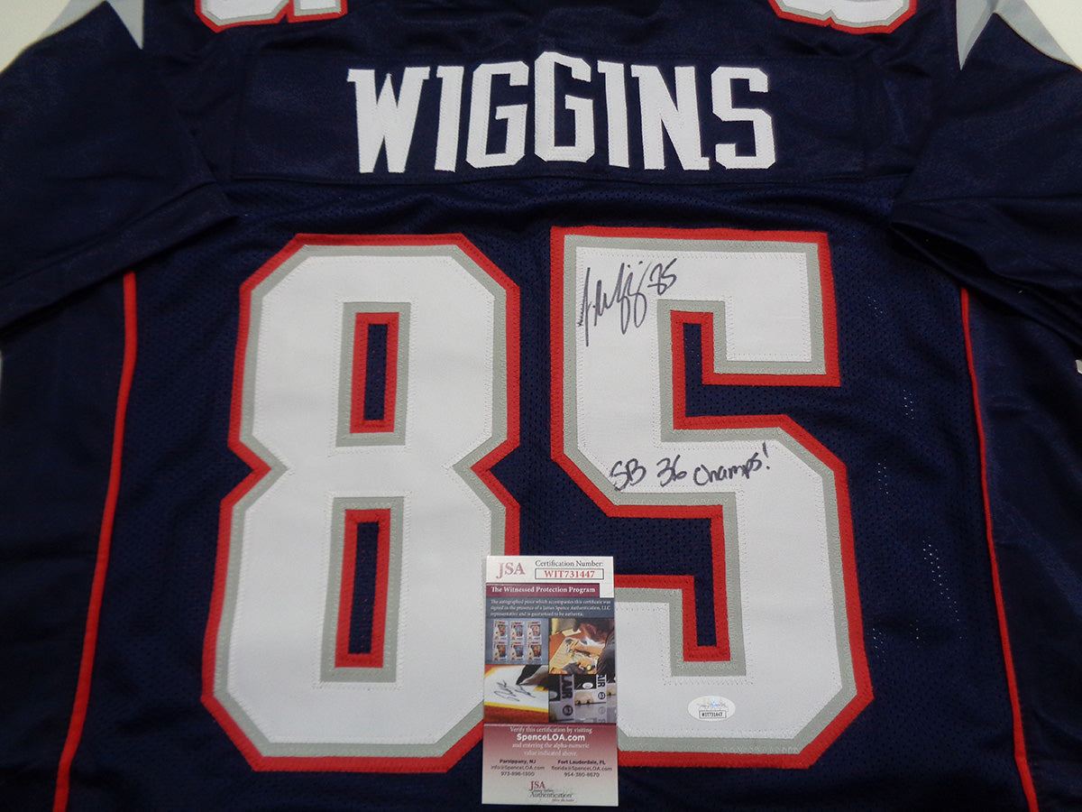 Jermaine Wiggins Signed New England Patriot Jersey Inscd. SB 36