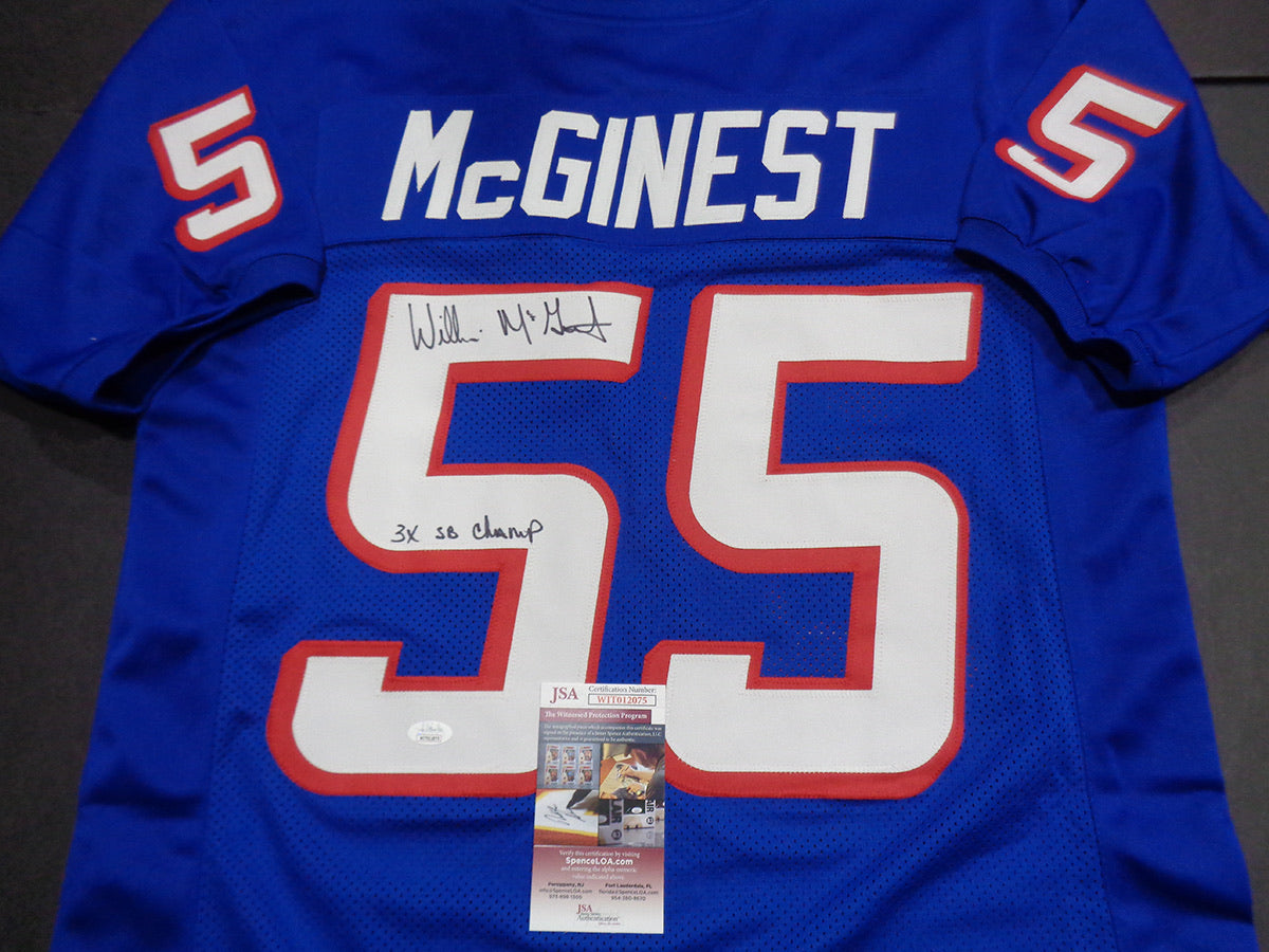 WILLIE McGINEST AUTOGRAPHED NEW ENGLAND PATRIOTS W JERSEY BECKETT